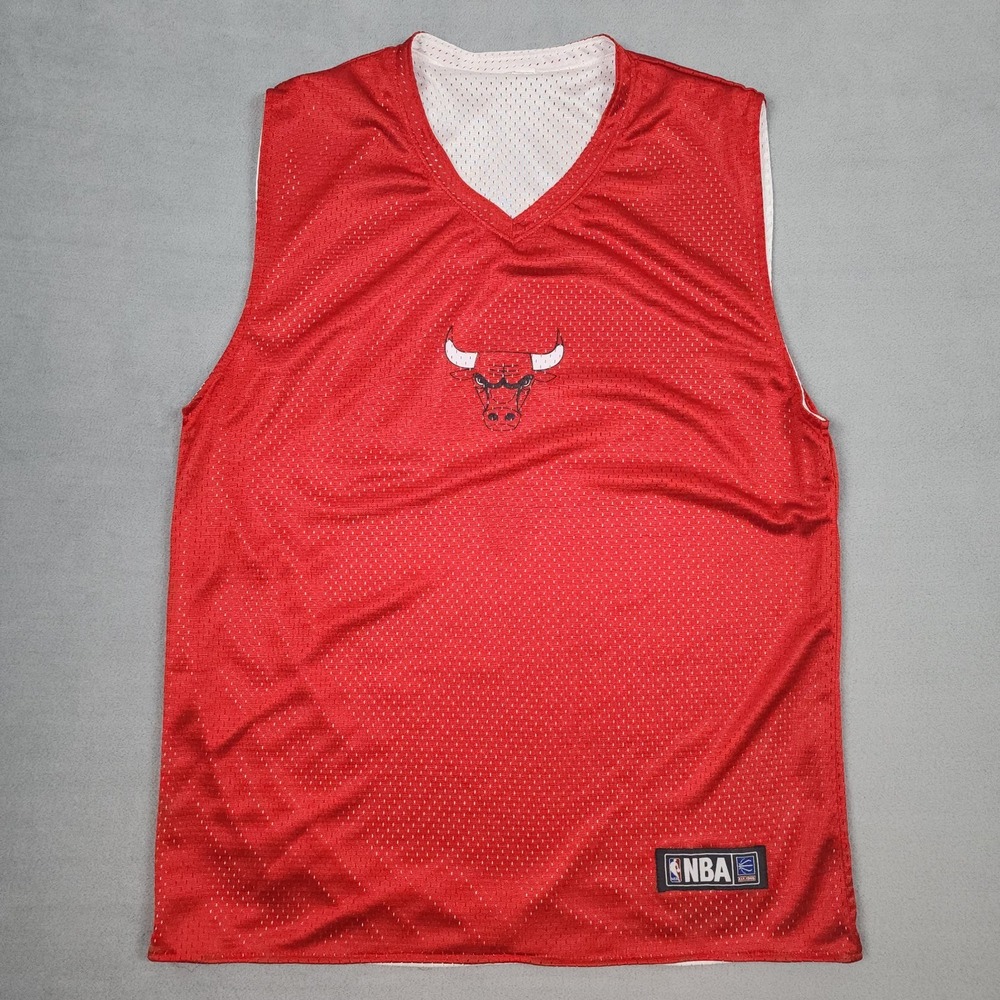 Vintage Chicago Bulls Reversible Jersey Mens L Red White NBA Basketball Mesh - Picture 5 of 9